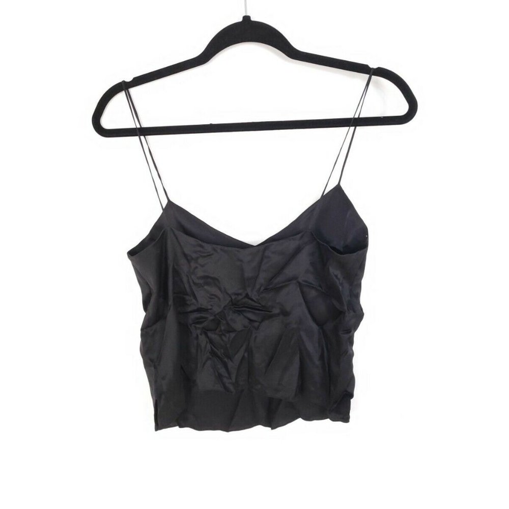 ANOUKI Silk Thin Strap Vneck Cami Tank Top - Picture 2 of 4